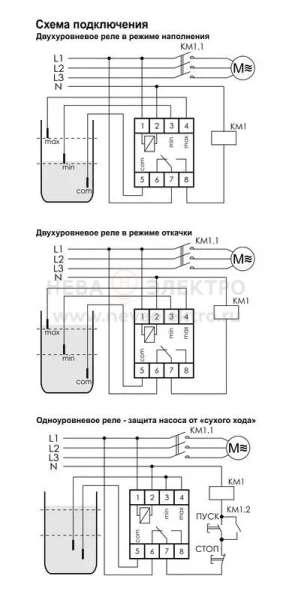 Реле уровня жидкости PZ-827 (без датчиков; Одно-; двухуровн. реле; регулир. чувствительность; регулир. задержка переключения; 2 модуля; монтаж на DIN-рейку) F&F EA08.001.013
