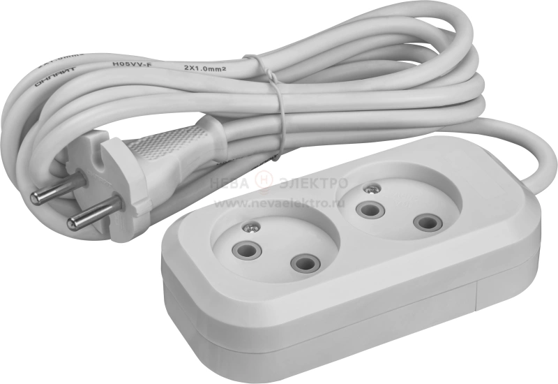 Удлинитель 2х5м без заземл. 10А IP20 90505 OPE-S-02-500-X-2х1 ОНЛАЙТ 90505