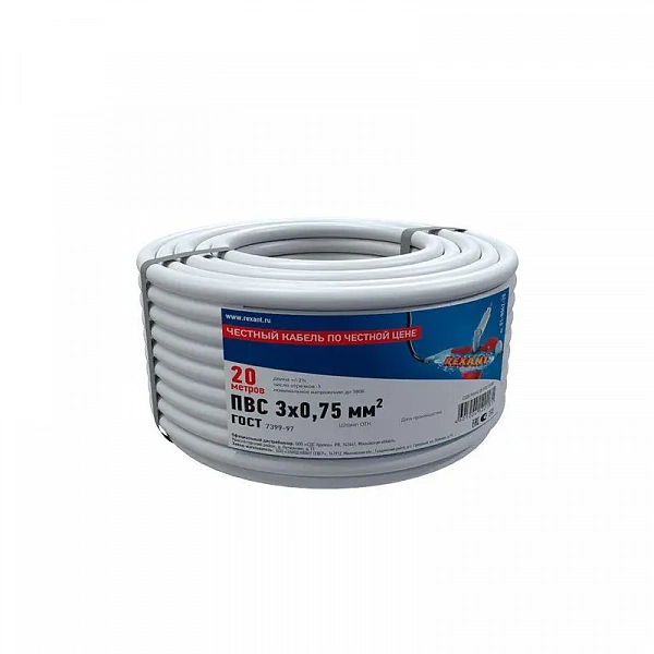 Провод ПВС 3x0.75 Б (уп.20м) Rexant 01-8042-20