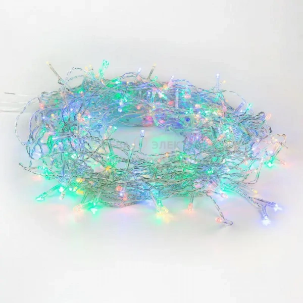 Гирлянда светодиодная "Светодиодный Дождь" 2х3м 240LED мультиколор 12Вт 230В IP20 свечение с динамикой провод прозр. Neon-Night 235-069