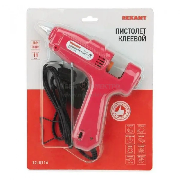 Пистолет клеевой 60Вт/100Вт Профи (блист.) Rexant 12-0116