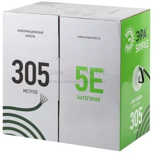 Кабель витая пара U/UTP кат.5E 4х2х24AWG solid CCA PE Outdoor Simple черн. (м) Эра Б0044436