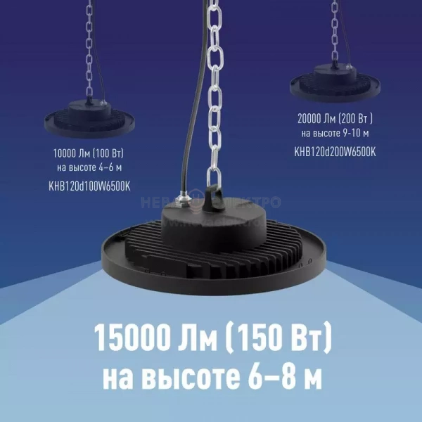 Светильник светодиодный UFO HIgh Bay 150Вт 6400К 174-265В для высоких пролетов КОСМОС KHB120d150W6500K