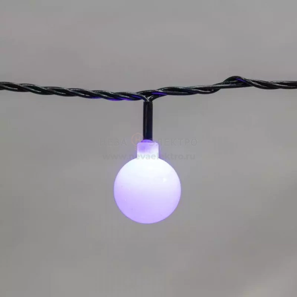 Гирлянда светодиодная "Шарики" 5м d25мм 25LED RGB ПВХ темн. зел. Neon-Night 303-550