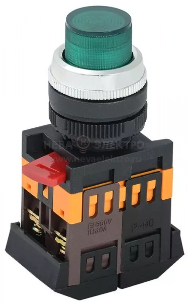 Кнопка ABLFP-22 d22мм 1НО+1НЗ 240В неон зел. GENERICA BBT20-ABLFP-K06