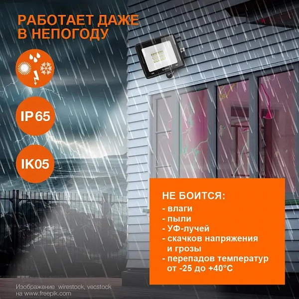 Прожектор светодиодный 200Вт 6500К IP65 18000лм ДО LEDVANCE 4058075709478