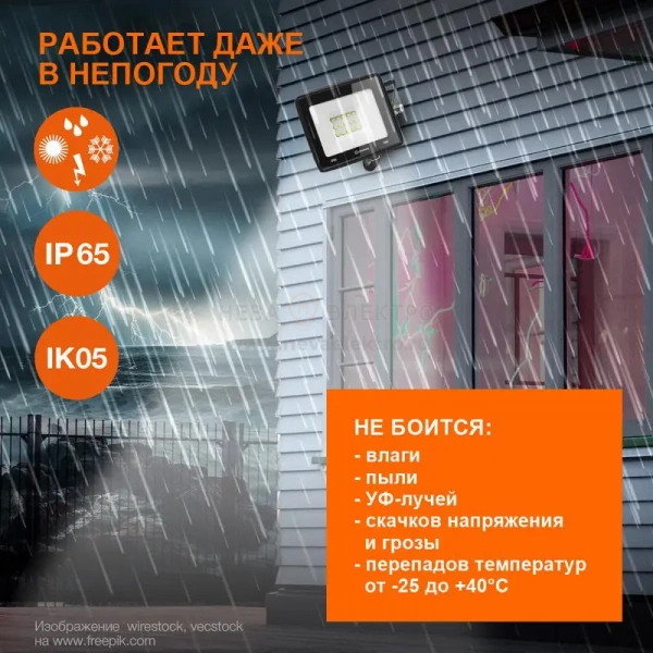 Прожектор светодиодный 200Вт 6500К IP65 18000лм ДО LEDVANCE 4058075709478