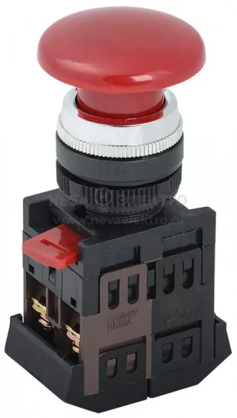 Кнопка "Грибок" AEА-22 d22мм 1НО+1НЗ красн. GENERICA BBG30-AEA-K04