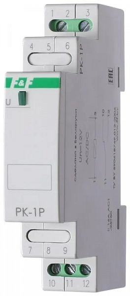 Реле промежуточное PK-1P/Un (монтаж на DIN-рейке 35мм 110В 50Гц 16А 1P IP20) F&F EA06.001.002
