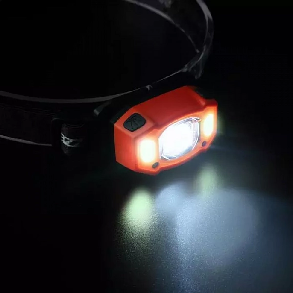 Фонарь аккумуляторный налобный AccuH3-L5W-og zoom LED 5Вт + 2хRED SMD IP54 5 режимов: 100проц. 180лм 3.5ч/50проц. 110лм 5.5ч/30проц. 65лм 15ч/красн. 28ч/мигающ. красн. 12ч аккум. 1.2А.ч управл. жестами оранж. JazzWay 5036673