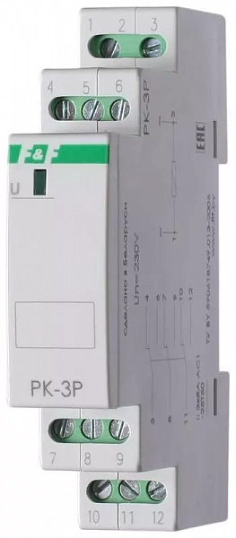 Реле промежуточное PK-3P 230В 50Гц 3х8А 3перекл. IP20 монтаж на DIN-рейке 35мм F&F EA06.001.023