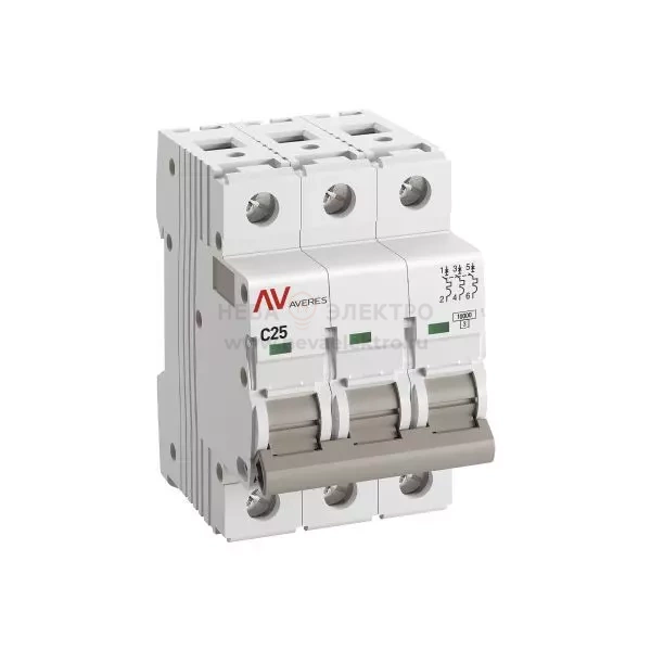 Выключатель автоматический модульный 3п C 25А 10кА AV-10 AVERES EKF mcb10-3-25C-av