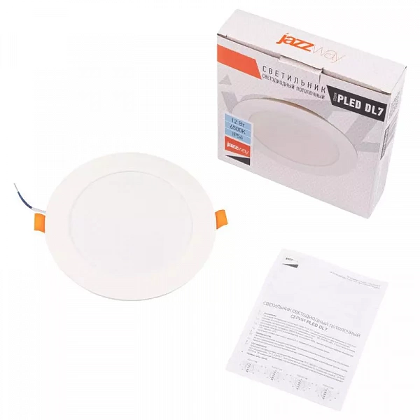 Светильник светодиодный PLED DL7 WH 12Вт 6500К IP54 1020лм встраив. бел. JazzWay 5069084