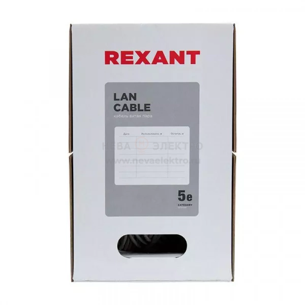 Кабель витая пара U/UTP кат.5E 4х2х24AWG LSZH нг(А)-HF INDOOR SOLID медь оранж. 305м (м) Rexant 01-0049