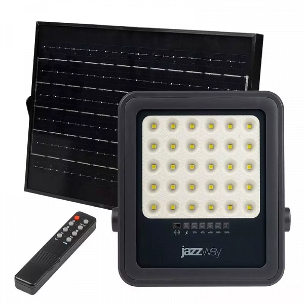 Прожектор светодиодный PFL SOLAR 02 100 IP65 6500К GR ДО с солнечн. панелью и пультом JazzWay 5058477