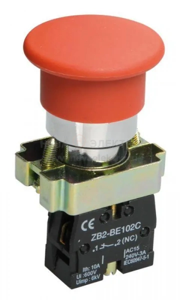 Кнопка управления "Грибок" LAY5-BC42 1НЗ красн. KARAT IEK BBG71-BC-K04