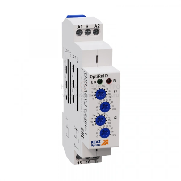 Реле времени OptiRel D TMR-ACY-1T-240U-1 циклическое 16А 1СО 12-230АС/DC КЭАЗ 332030
