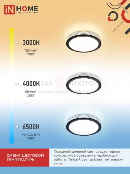Светильник светодиодный COMFORT AFINA 75Вт 3000-6500К 6000лм 230В 490х90мм с пультом ДУ IN HOME 4690612035147