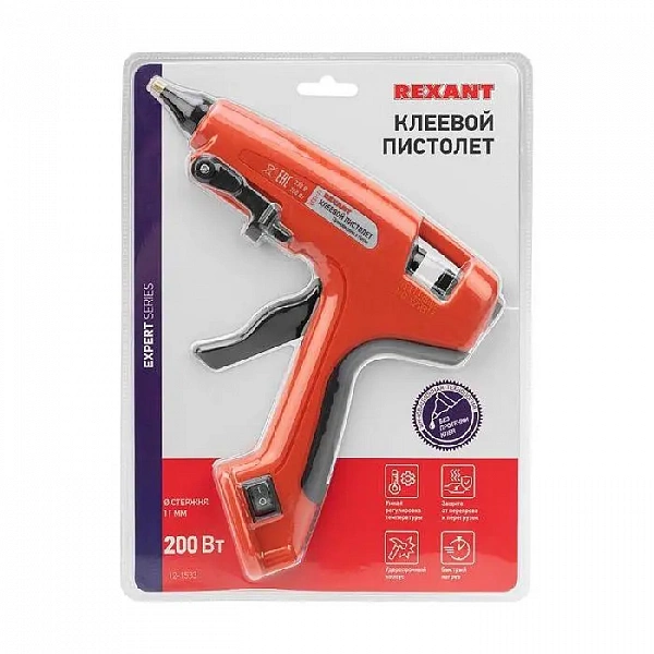 Пистолет клеевой 200Вт ЭКСПЕРТ (блист.) Rexant 12-1533