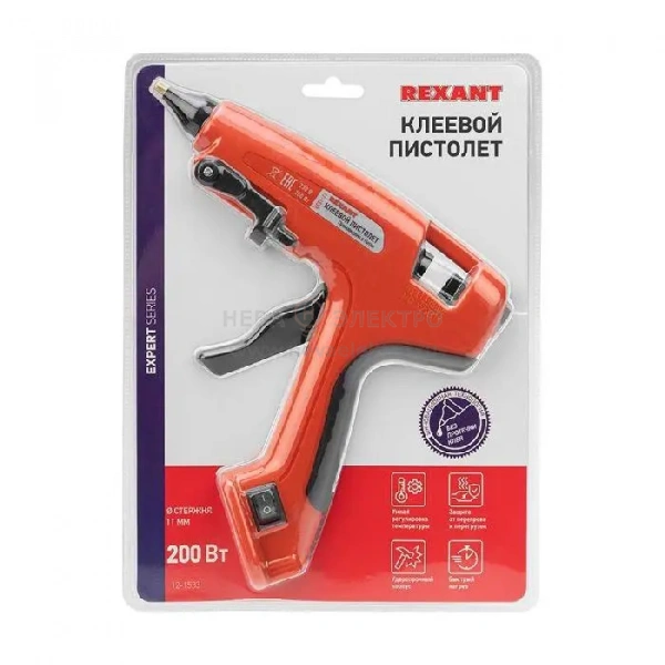 Пистолет клеевой 200Вт ЭКСПЕРТ (блист.) Rexant 12-1533