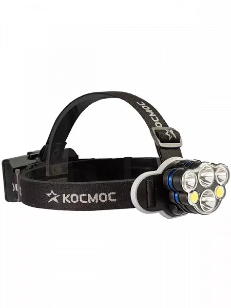 Фонарь налобный 2х4Вт T6 2х2Вт XPE 2x2Вт COB /Li-ion 2х1200мА.ч ABS пластик КОСМОС KOC852Lit