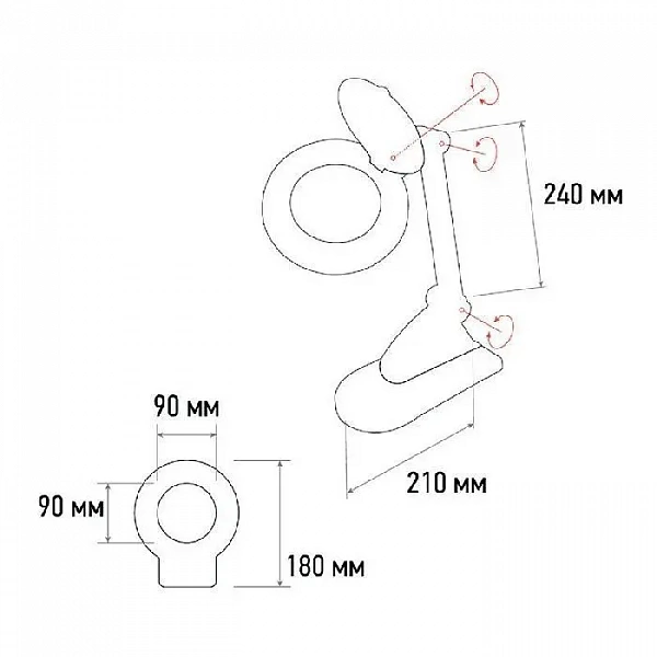 Лупа настольная малая 3Х +доп.12Х с подсветкой бел. REXANT 31-0242