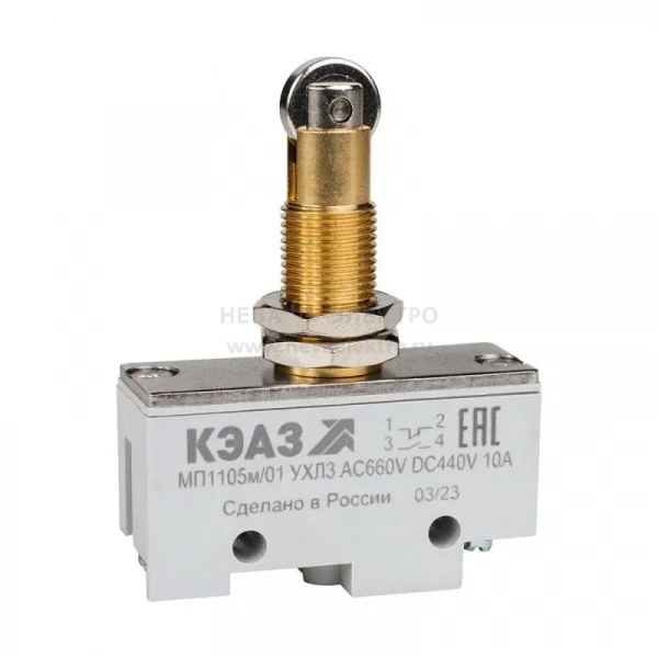 Микропереключатель МП-1105м/01 (продольный ролик-винт) КЭАЗ 303986