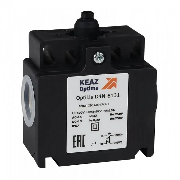 Выключатель концевой OptiLiS D4N-8131 толкатель пластик. EN 50047 XCKT2112P16 КЭАЗ 365314