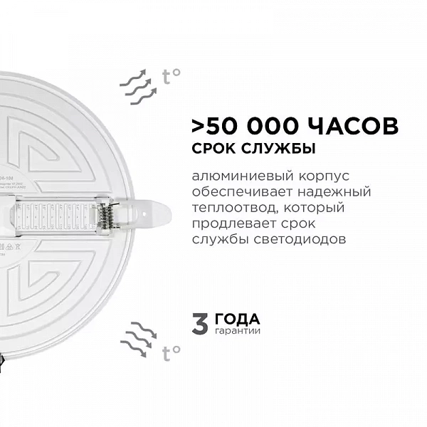 Панель светодиодная встр. 3 реж. свечения 24Вт(18Вт+6Вт) 230В 2040лм 4000К d170х21мм круг Apeyron 06-108