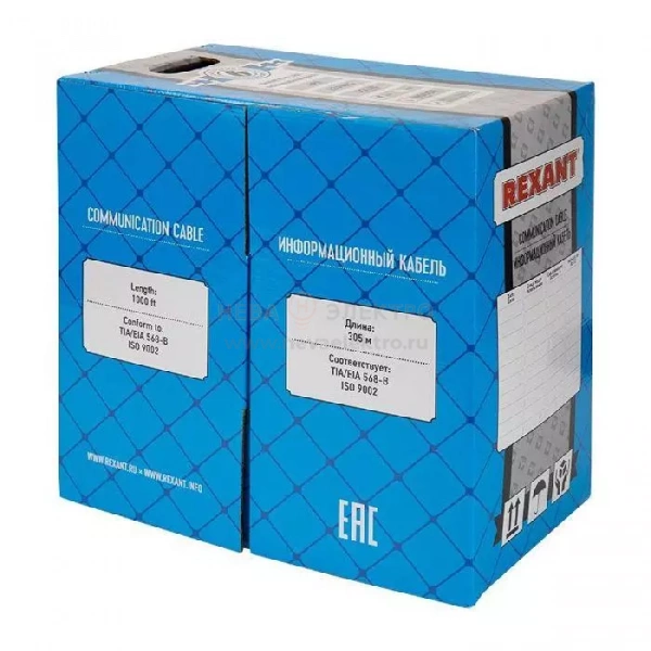 Кабель витая пара U/UTP кат.6 4х2х23AWG LSZH нг(А)-HF INDOOR SOLID медь оранж. (305м) (м) Rexant 01-0050