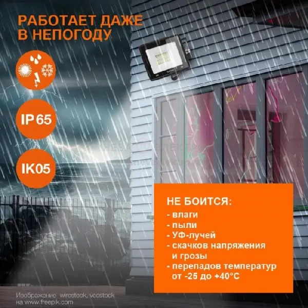 Прожектор светодиодный 150Вт 6500К IP65 13500лм ДО LEDVANCE 4058075709430